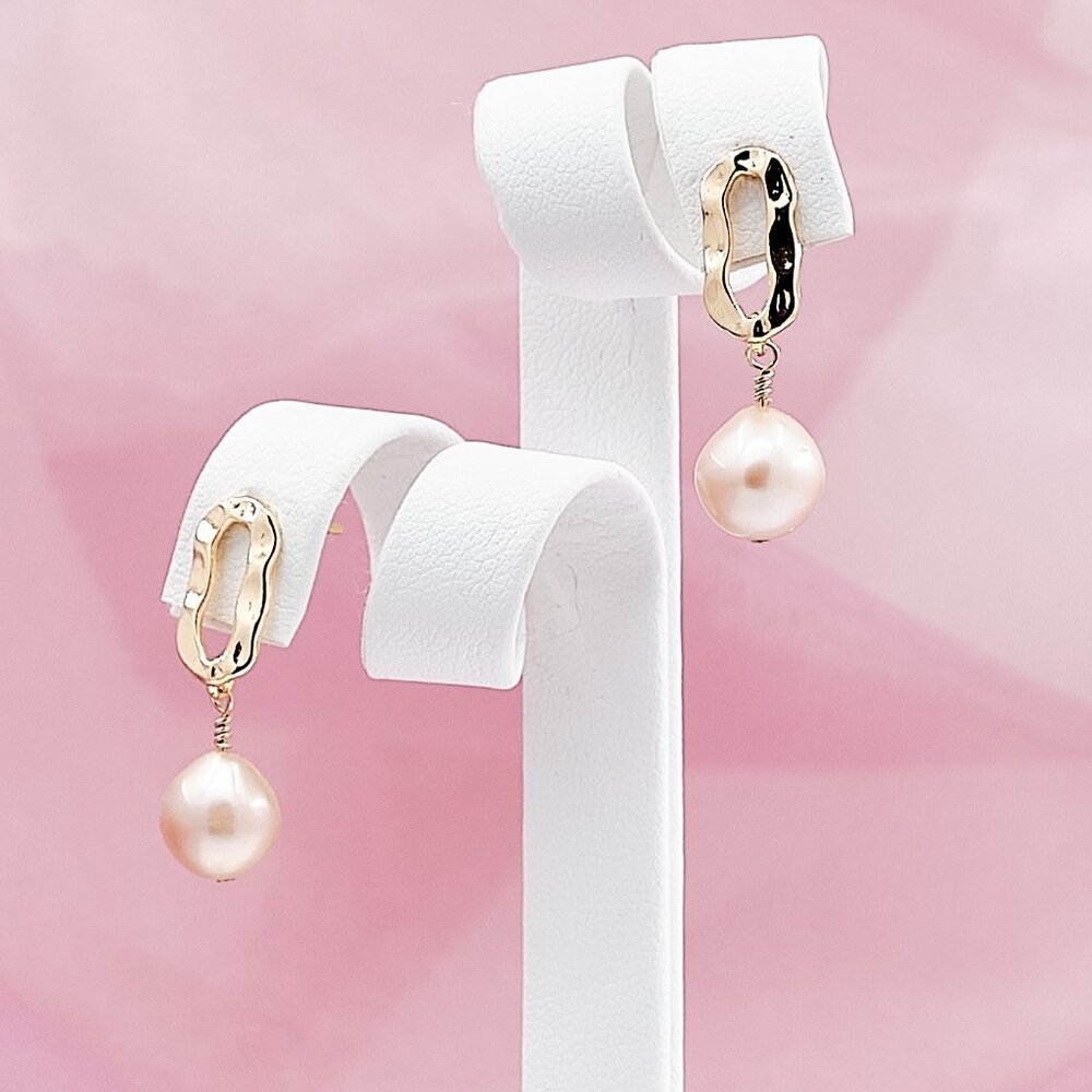 Edison Pearl Drop Earrings, 14K Gold Filled Studs